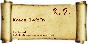Krecs Iván névjegykártya